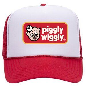 Piggly Wiggly Foam Trucker Mesh Snapback Cap Hat Red…